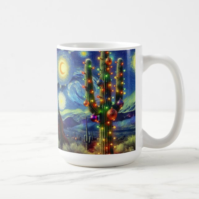 Mug Noël dans le désert Saguaro Cactus bleu vert (Droite)