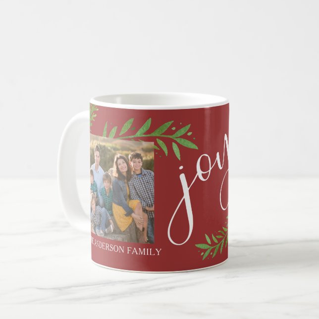 Mug Noël d'aquarelle de joie laisse 2 photos (Devant gauche)