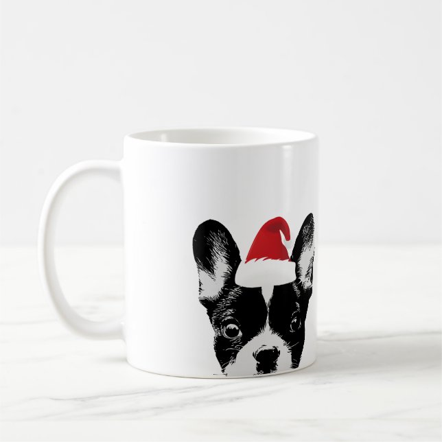 Mug Noël de bouledogue français de Père Noël (Gauche)