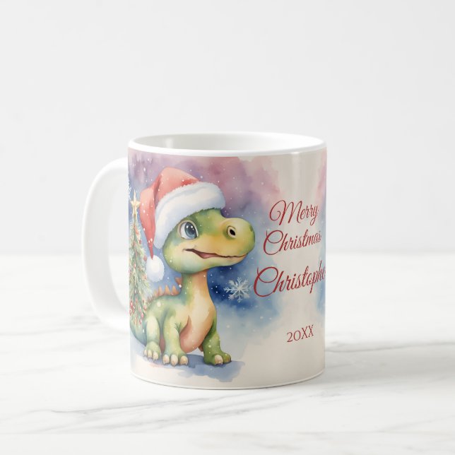Mug Noël de Dinosaur (Devant gauche)