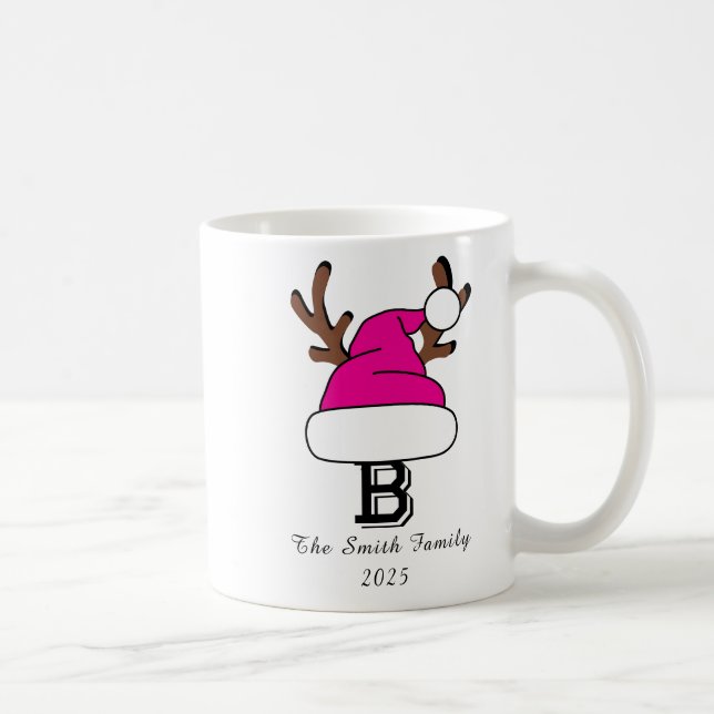 Mug Noël de Noël rose et monogramme (Droite)