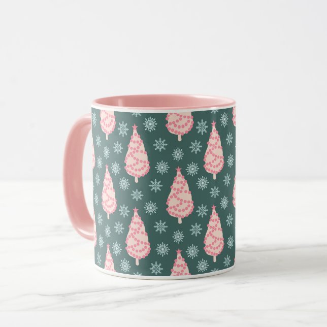 Mug Noël des arbres roses (Devant gauche)