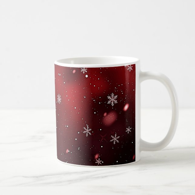 Mug Noël des flocons rouges/blancs (Droite)