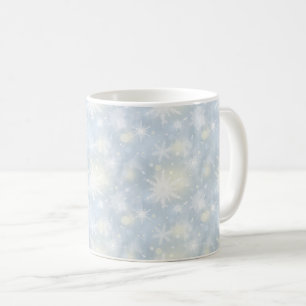 Mug noël, design, blanc, flocons de neige, léger, gris
