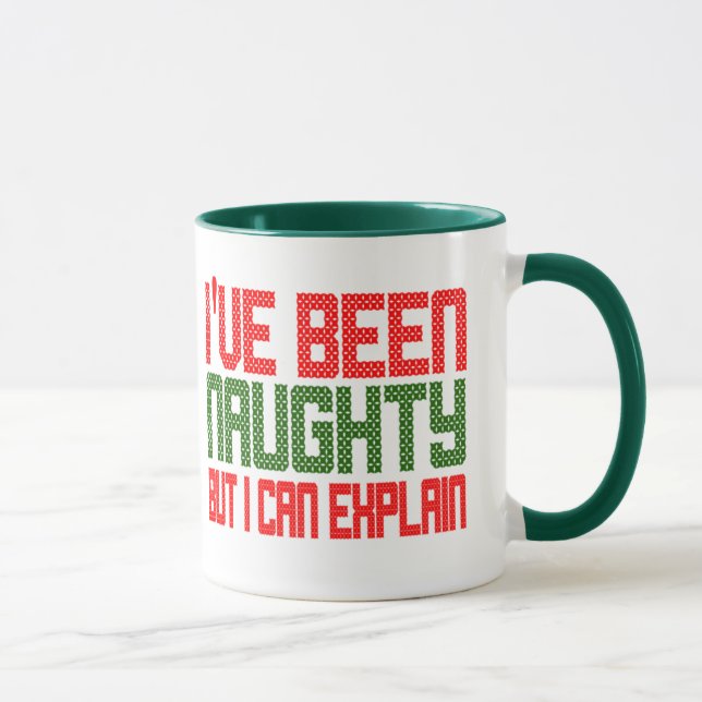 Mug Noël drôle J'ai été coquin croix scintillant (Droite)