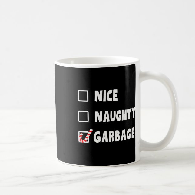 Mug Noël drôle Nice Naughty Garbage Trump Soutien (Droite)