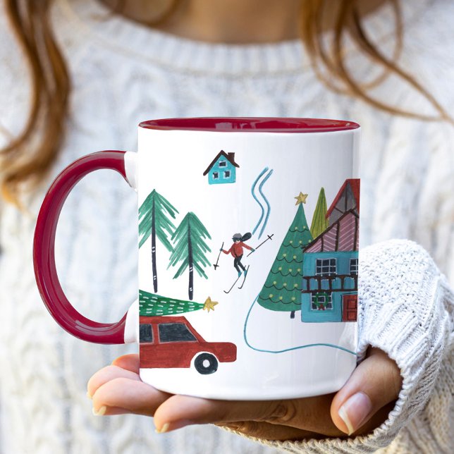 Mug Noël du village de ski nordique (Cute Nordic skiing Village Christmas Mug)