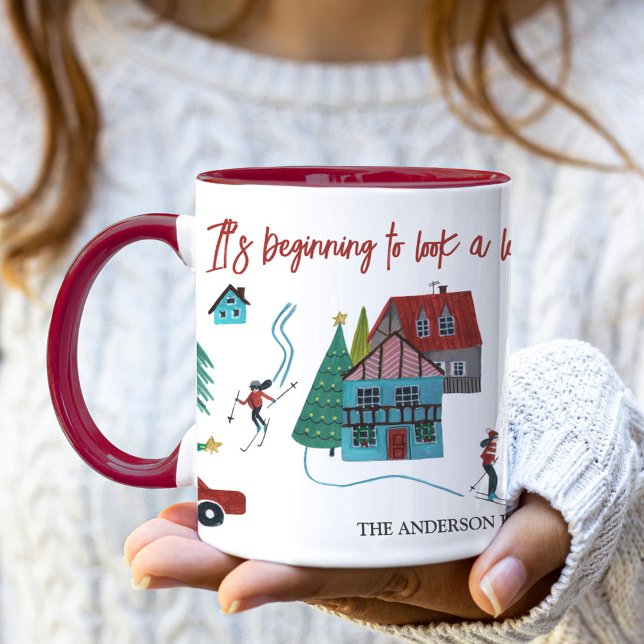 Mug Noël du village de ski nordique (Cute Nordic skiing Village Christmas Mug)