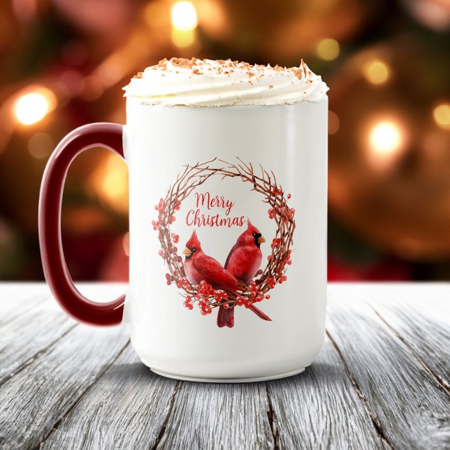 Mug Noël Elegant Festif Rouge Cardinal Vacances (Christmas Elegant Festive Red Cardinal Holiday Mug)