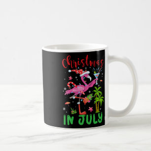 Mug Noël En Juillet Flamant rose Père Noël Summer Xmas