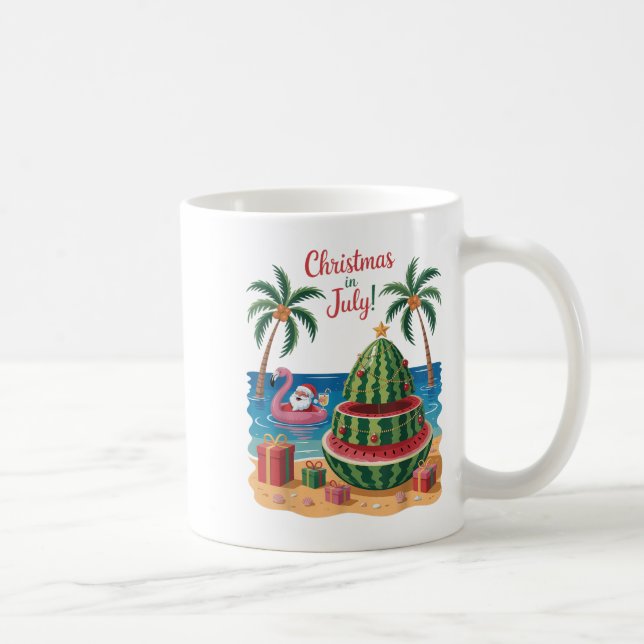 Mug Noël En Juillet Pastèque Noël Plage Père Noël (Droite)
