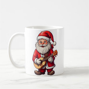 Mug Noël esthétique Santa jouant de la musique d'ukulé