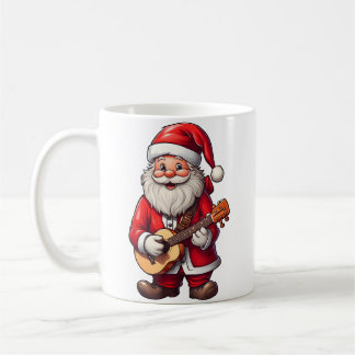Mug Noël esthétique Santa jouant de la musique d'ukulé