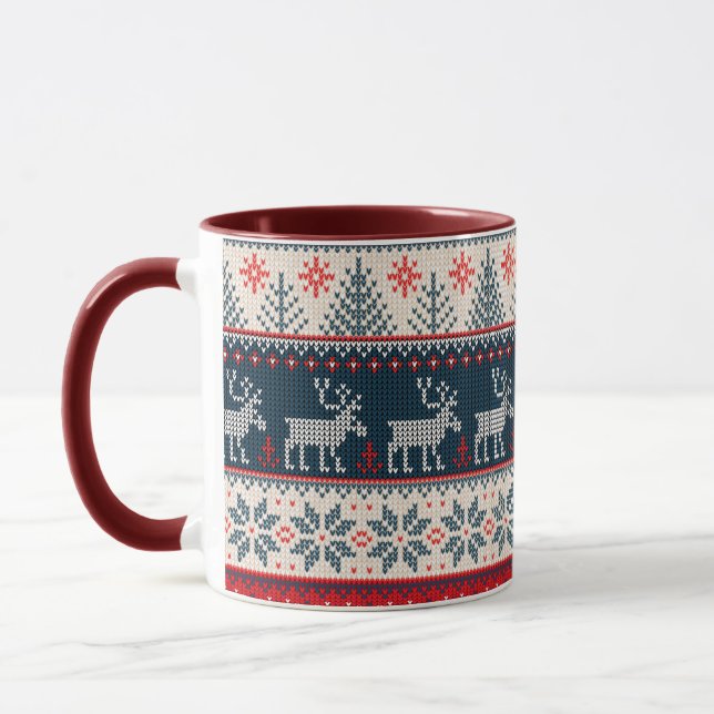 Mug Noël Faux Knit Motif Thème nordique (Gauche)