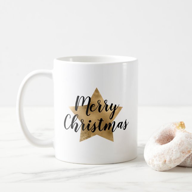 Mug Noël Gold Star moderne (Avec donut)