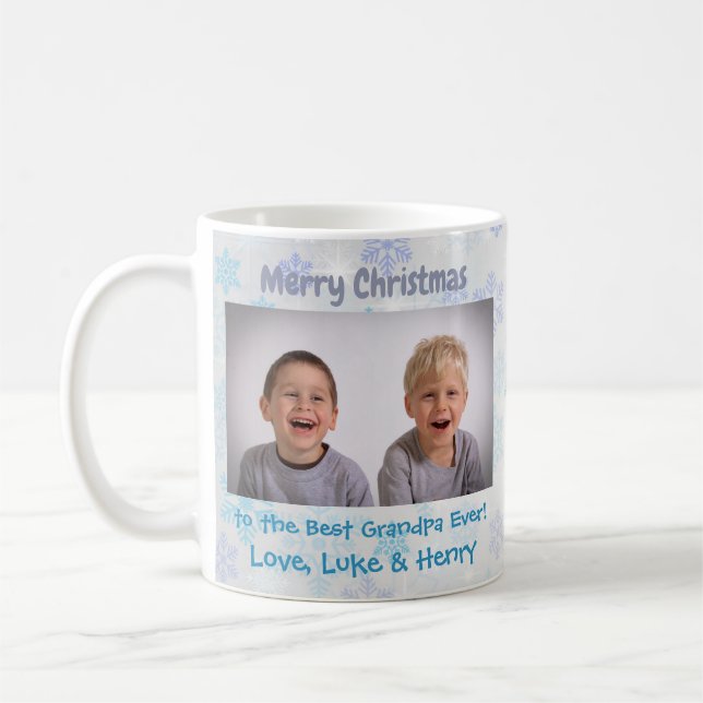 Mug Noël Grands-parents Grands-enfants Photo personnal (Gauche)