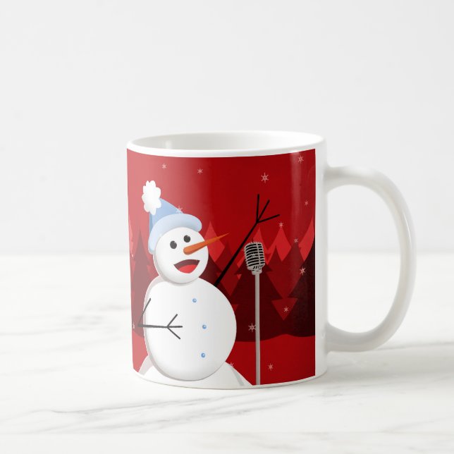 Mug Noël heureux de bonhomme de neige de chant (Droite)