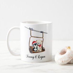 Mug Noël hiver Cadeau Ski Lift Ours Penguin Noir