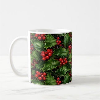 Mug Noël Holly Feuilles Et Red Berries Motif