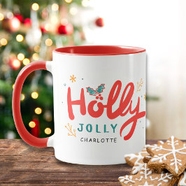 Mug Noël Holly Jolly Fun Winter Nom personnalisé