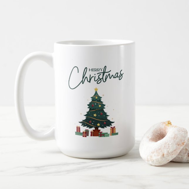 Mug Noël Jaune Vert Isolé (Avec donut)