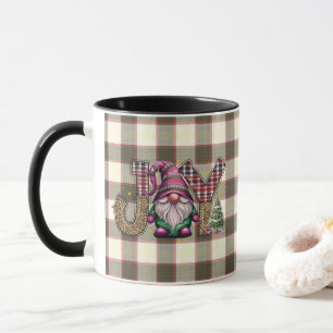 Mug Noël Joy Nordic Gnome Plaid Girly