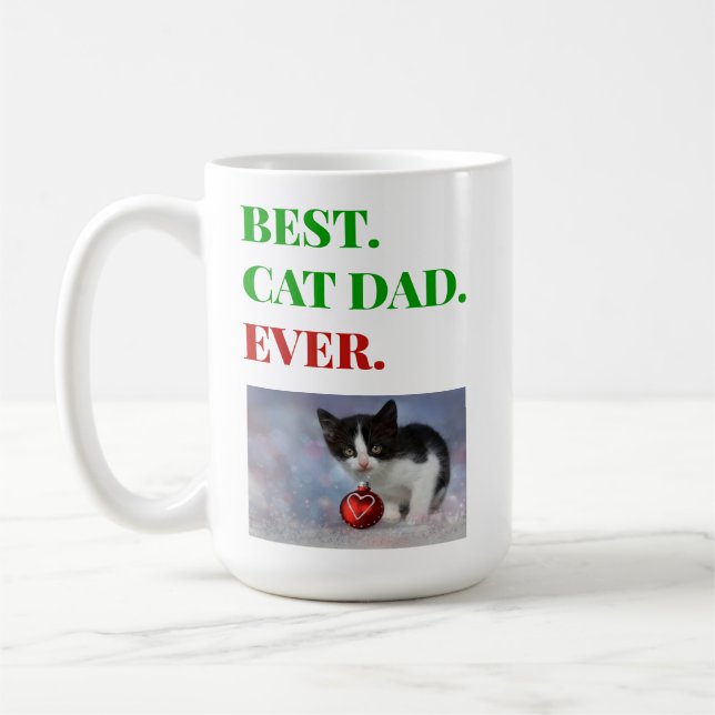Mug Noël Meilleur Chat Papa Jamais Photo (Gauche)