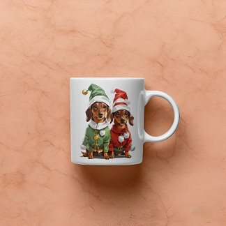Mug Noël mignon Dachshunds