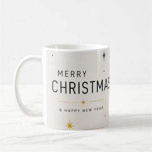 Mug Noël moderne jaune noir et blanc