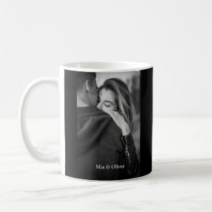 Mug Noël moderne photo en noir et blanc