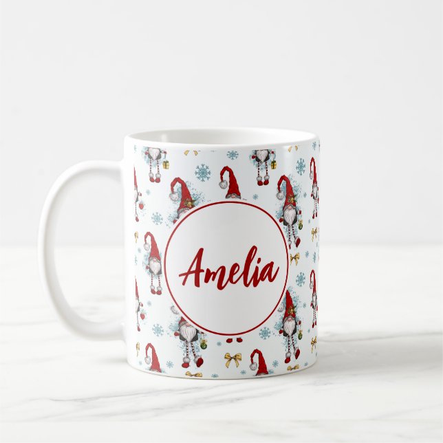 Mug Noël Nordic Gnomes Motif avec nom (Gauche)