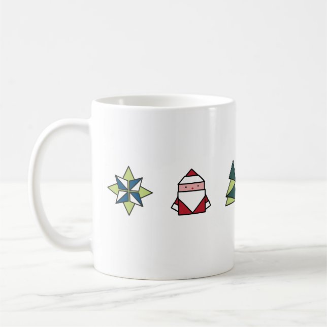 Mug Noël Origami blanc (Gauche)