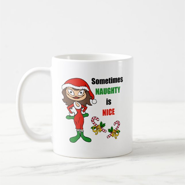 Mug Noël Parfois Naughty Is Nice - Brunette (Gauche)