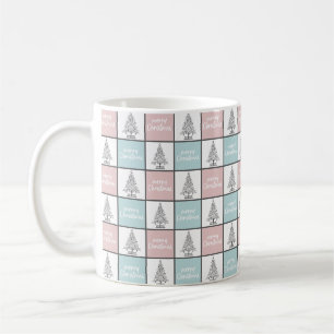 Mug Noël Pastel Bleu et rose Motif moderne