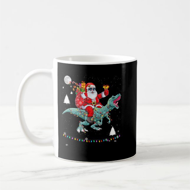 Mug Noël Père Noël équitation Dinosaure lumières Noël (Gauche)