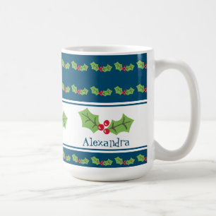 Mug Noël personnalisé Holly & Berries