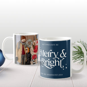 Mug Noël photo bleu minimaliste