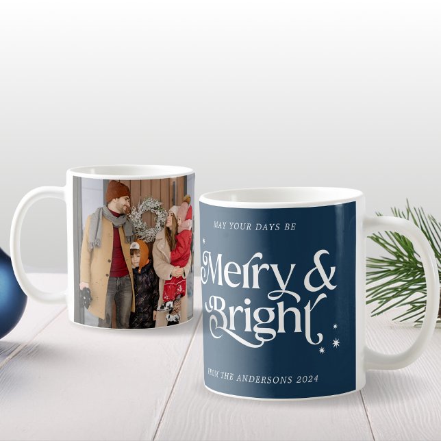 Mug Noël photo bleu minimaliste (Mockup view
)