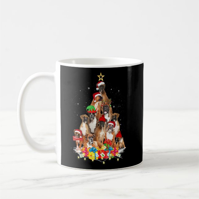 Mug Noël Pyjama Boxe Arbre Noël Chien Papa Maman (Gauche)