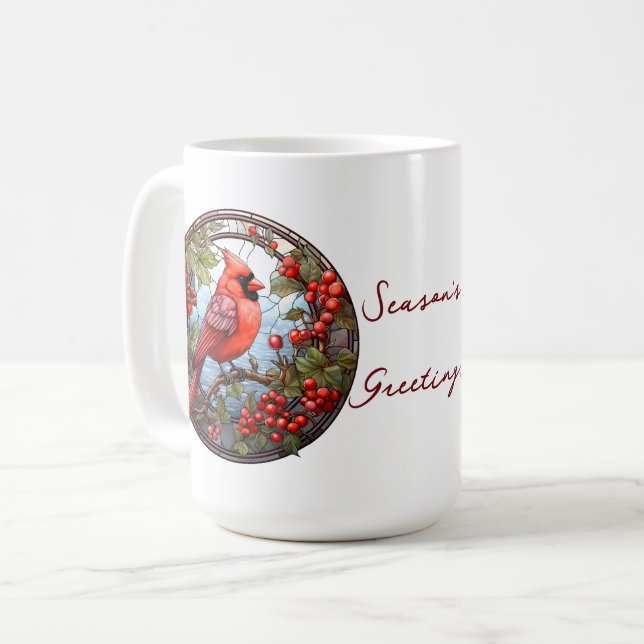 Mug Noël Red Cardinal Holly Berries Festival (Devant gauche)