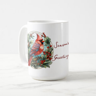 Mug Noël Red Cardinal Holly Berries Festival