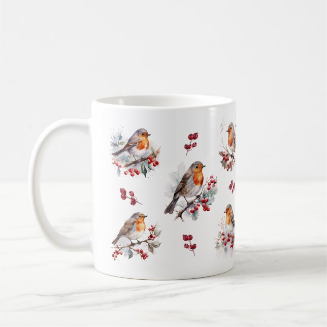 Mug Noël Robin d'hiver Red Berries (Gauche)