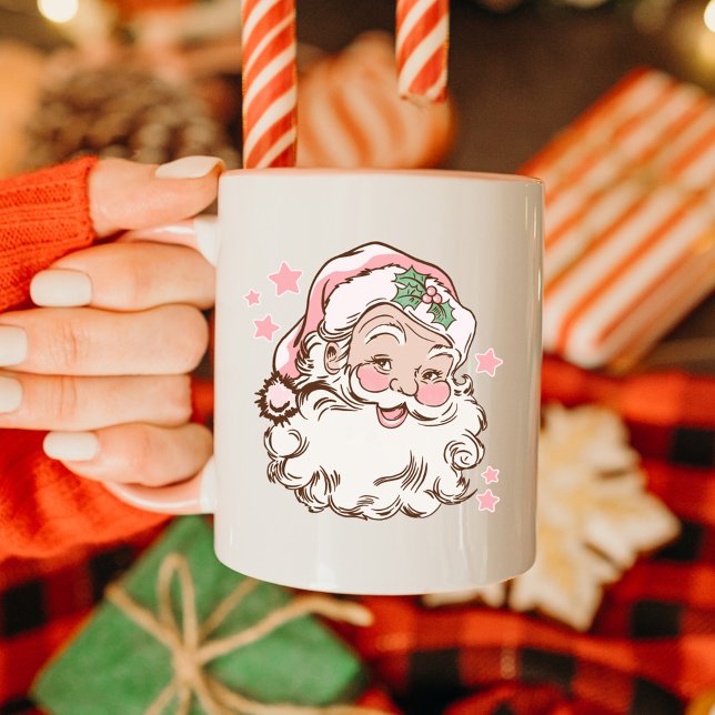 Mug Noël rose Vintage Père Noël (Créateur téléchargé)