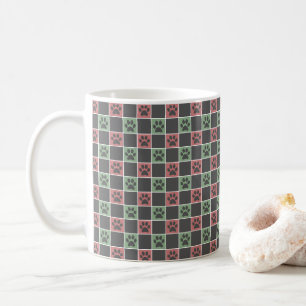 Mug Noël rouge et vert motif Empreinte de patte à thèm