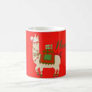 Mug Noël rouge Personnalised de lama de La de fa