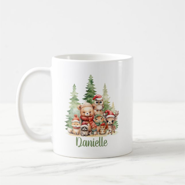 MUG NOËL RUSTIQUE ANIMAUX EN BOIS (Gauche)