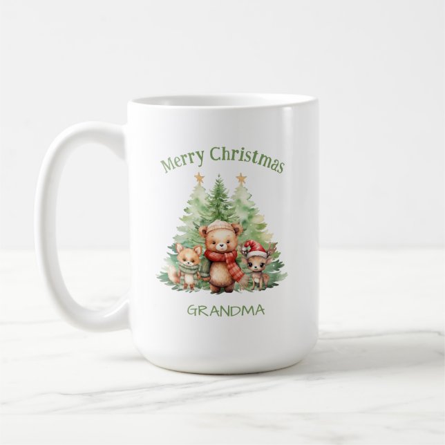 MUG NOËL RUSTIQUE LES ANIMAUX DE BOIS PERSONNALISENT (Gauche)