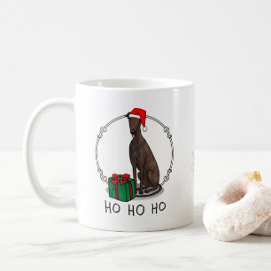 Mug Noël Santa Hat Greyhound Dog (brindle) Drôle