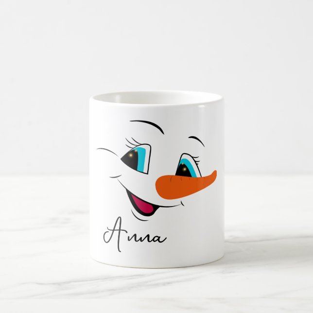 Mug Noël Snowman visage Nom personnalisé Fête (Centre)