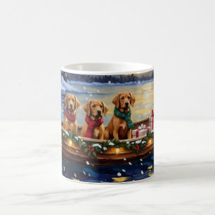 Mug Noël sur un bateau avec un Retriever de la baie de